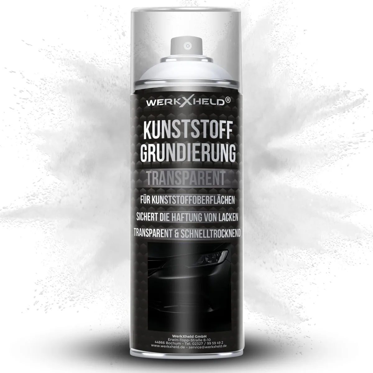 WerkXheld Haftgrundierung Spray grau 400ml – Primer & Filler für Metall, Auto & Kunststoff – Kunststoff-Grundierung Transparent